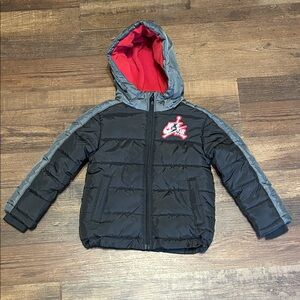 Nike Air Kids Black and Gray Puffer Jacket with Red Lining - 4 - XS - 3-4yrs